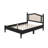 Wooden Vintage Platform Bed with Natural Rattan Headboard-322804485-322804506