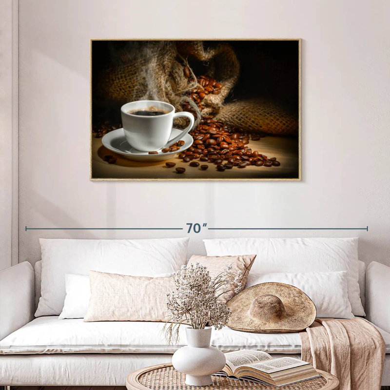 Café fraîchement moulu, 19 po x 13 po, Cadre flottant blanc