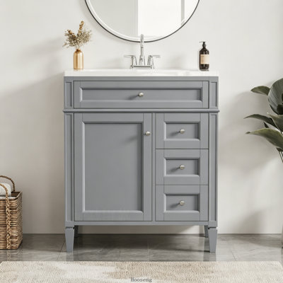 Raymont 30'' Single Bathroom Vanity with Solid + Manufactured Wood Top
