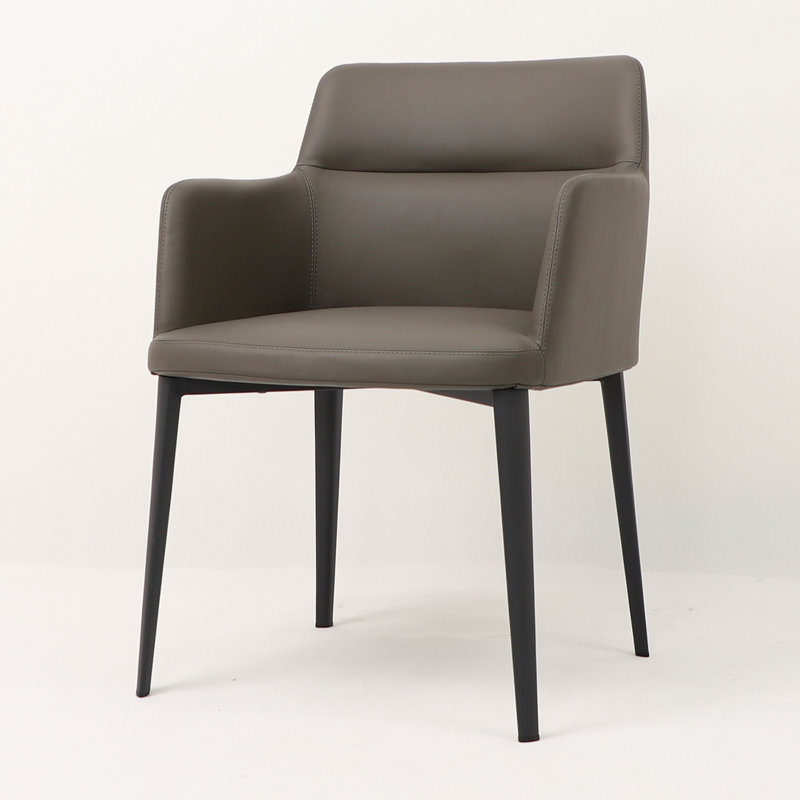 Jahnke Earle Leatherette Dining Arm Chair, Charcoal