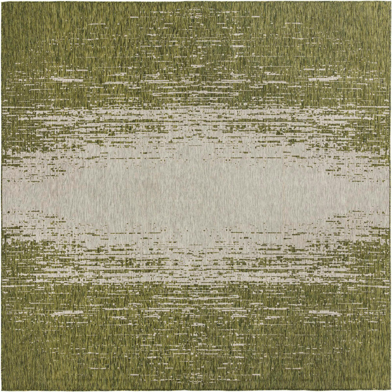 Tapis abstrait vert / gris Jennette, Carré 10 pi 8 po
