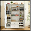 [Vidéo d'assemblage disponible] Grand garde-manger moderne avec 6 portes, armoire de rangement de 53,2 po x l 17,7 po avec tiroirs, tablettes réglables, plateaux coulissants et support à vin pour la salle à manger, blanc-1331210565