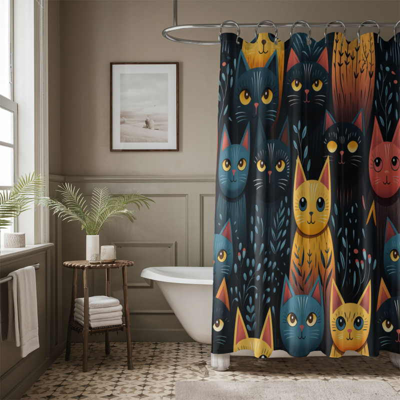 Rideau de douche Sinister Feline - Premium, H 74 po x l 71 po