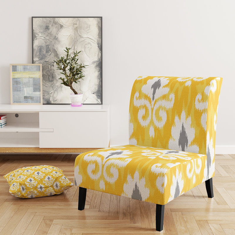 Fauteuil de chambre rembourré Yellow Flower Ikat