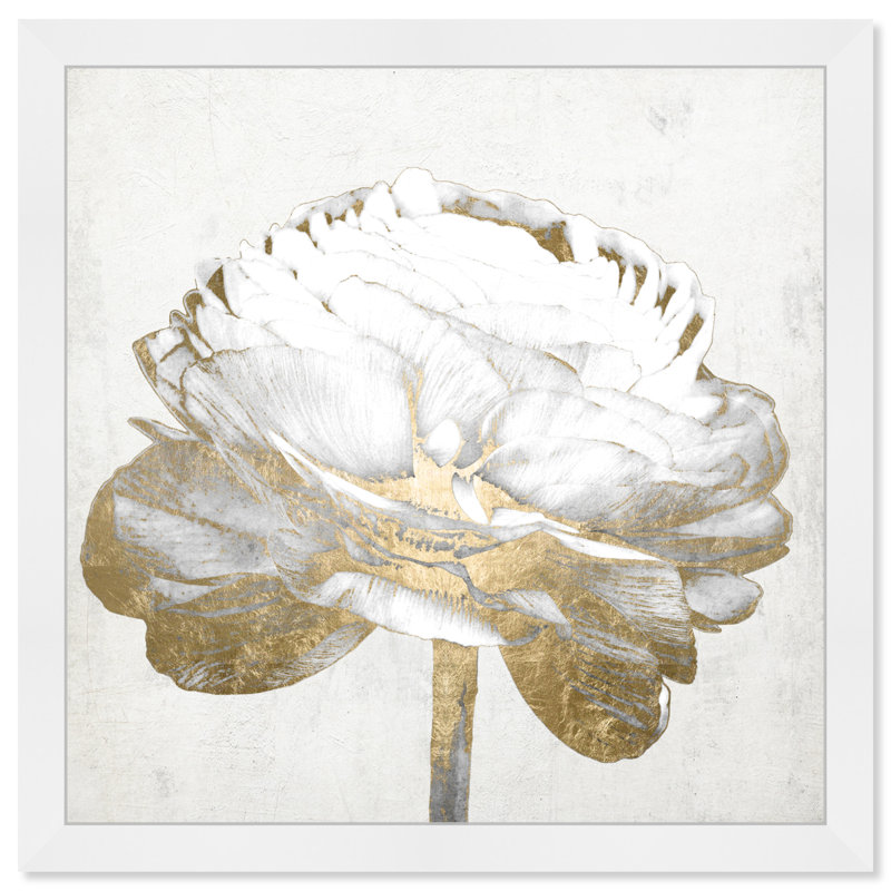 Gold And Light Floral " Gold And Light Floral II White " by Oliver Gal Painting Print, White, 22" H x 22" W