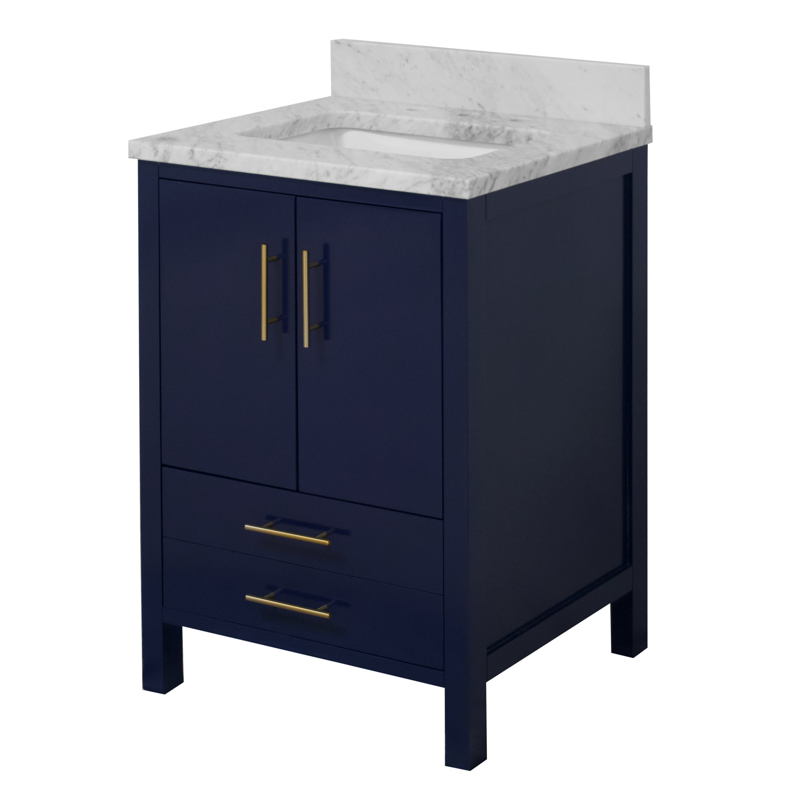 Kiara 24'' Single Bathroom Vanity, Royal Blue, Carrara Marble
