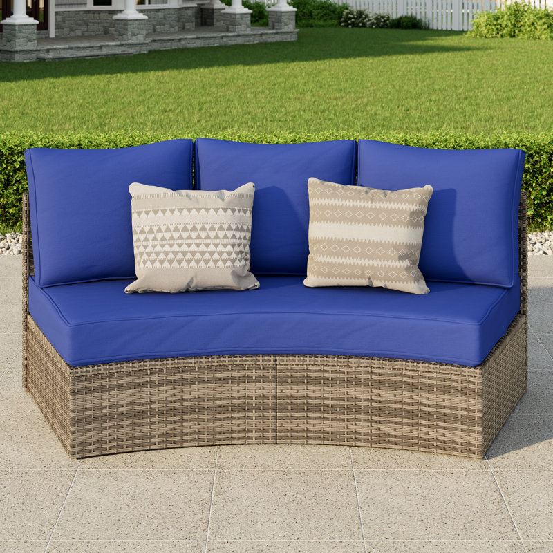 Ensemble de conversation pour patio à 3 personnes avec coussins Leiny, bleu, Bleu