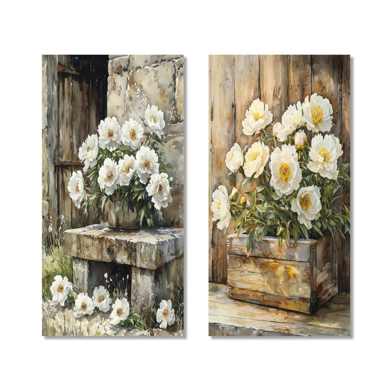 Ensemble de 2 pivoines par l'arrosage II, 40" H x 40" W