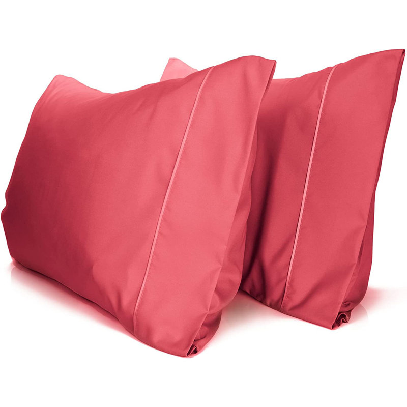 LuxClub 2 PC Salmon Queen Performance Microfiber Solid Pillowcase Set, Queen Pillowcase, Salmon