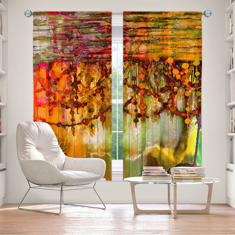 Room Darkening Curtain Pair, 40" W x 61" L, Orange/Red/Yellow