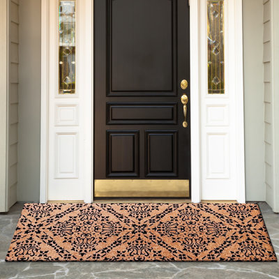 Black Damask Extra Large Coir Doormat