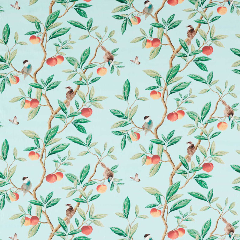 Ella Fabric, Sky/Fig Leaf/Nectarine