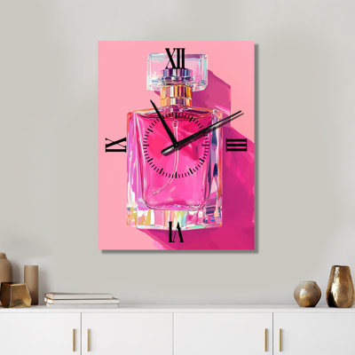 Crystal Perfume Pop I - Pink Art Deco Wall Clock