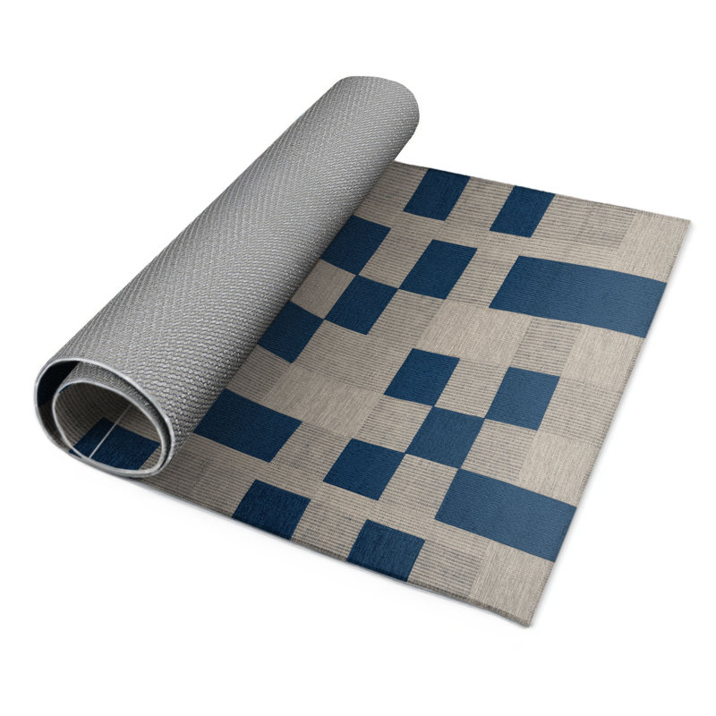 Tapis d'intérieur et d'extérieur à carreaux gris, Rectangulaire 2 pi x 3 pi