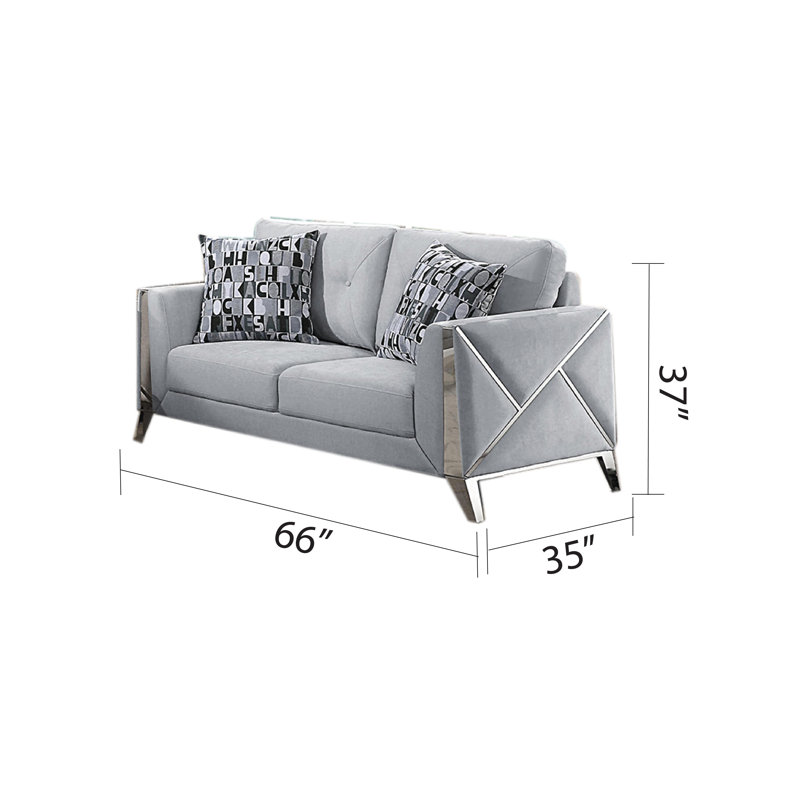 Hiep 3 - Piece Velvet Living Room Set, Silver Velvet