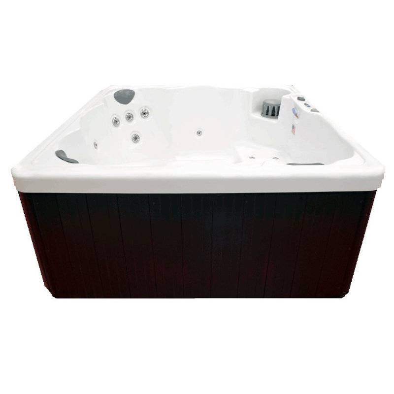 Hudson Bay White Acrylic Square Hot Tub with Stainless Jets
