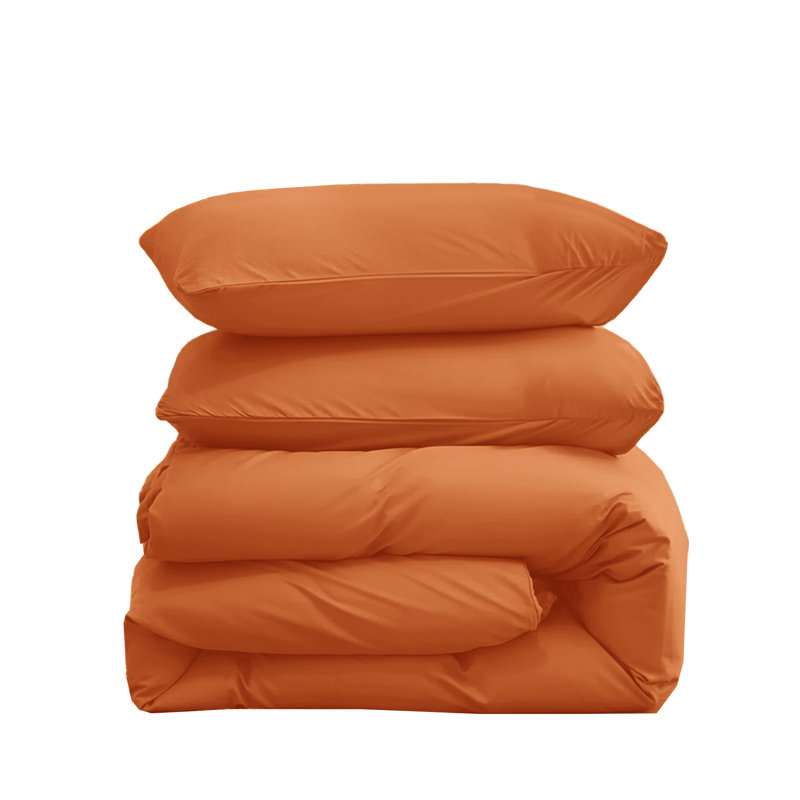 Microfiber Solid Colour Duvet Cover Set, Single Duvet Cover + 1 Pillowcase, Rust