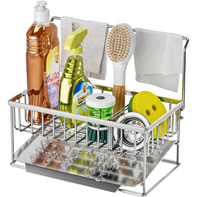 Stainless Steel Kitchen Sink Organizer - Adjustable & Automatic Draining Design With Towel Rack