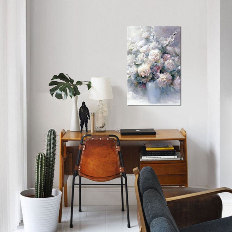 «White Bouquet», reproduction sur toile, H 18 po x l 12 po x P 1,5 po, Pas de tapis, Toile tendue