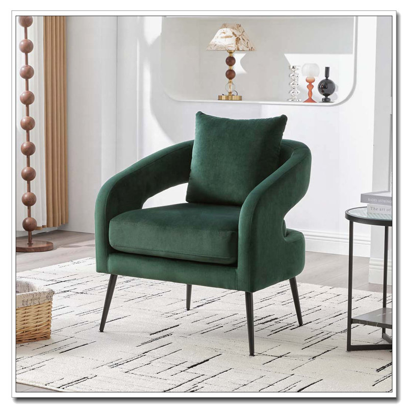 Chaise d'appoint rembourrée en velours, Vert