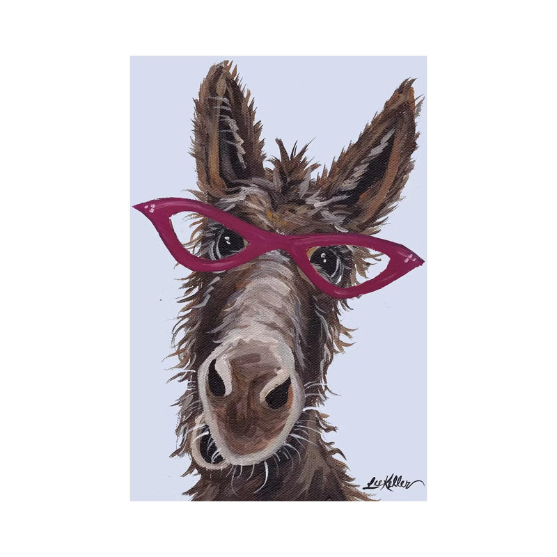 Donkey With Glasses by Hippie Hound Studios - Wrapped Canvas Print, 30.48 cm H x 45.72 cm W