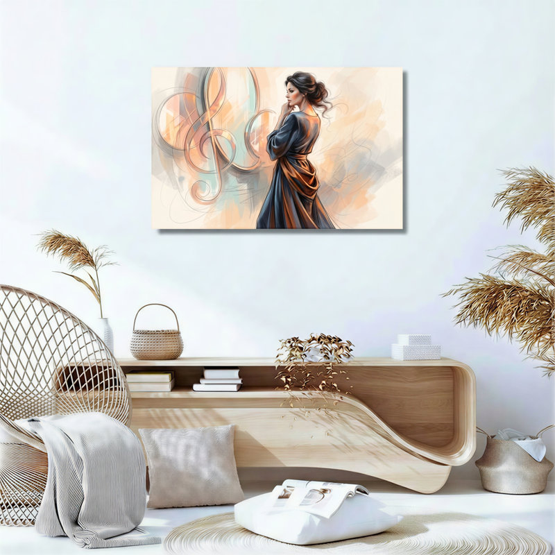 Ensemble de 1 tableau sur toile représentant une femme élégante, 24"H x 36"W, Toile tendue