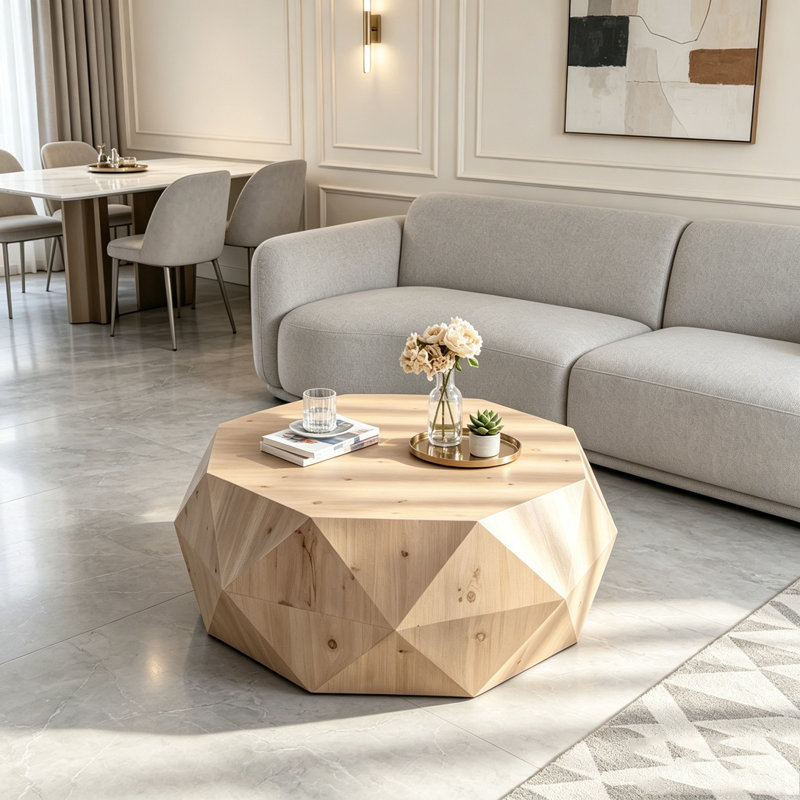 Table basse tridimensionnelle en relief American Design, 38.58"W, Natural