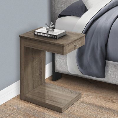 Table d'appoint en forme de C avec tiroir de rangement pour collation latérale et salon contemporain