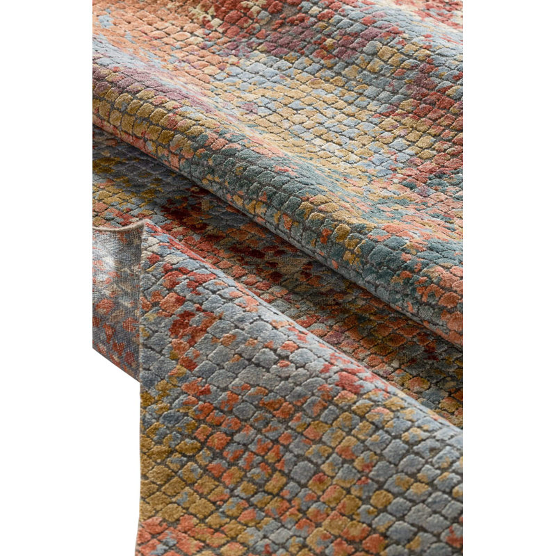 Foundry Abstract Area Rug in Blue/Red/Brown, Rectangle 6' x 9'