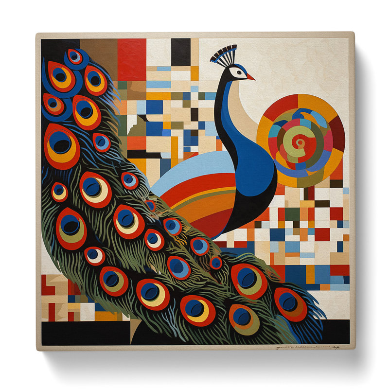 Peacock Constructivism No.6 - No Frame Print, 35cm H x 35cm W x 3cm D
