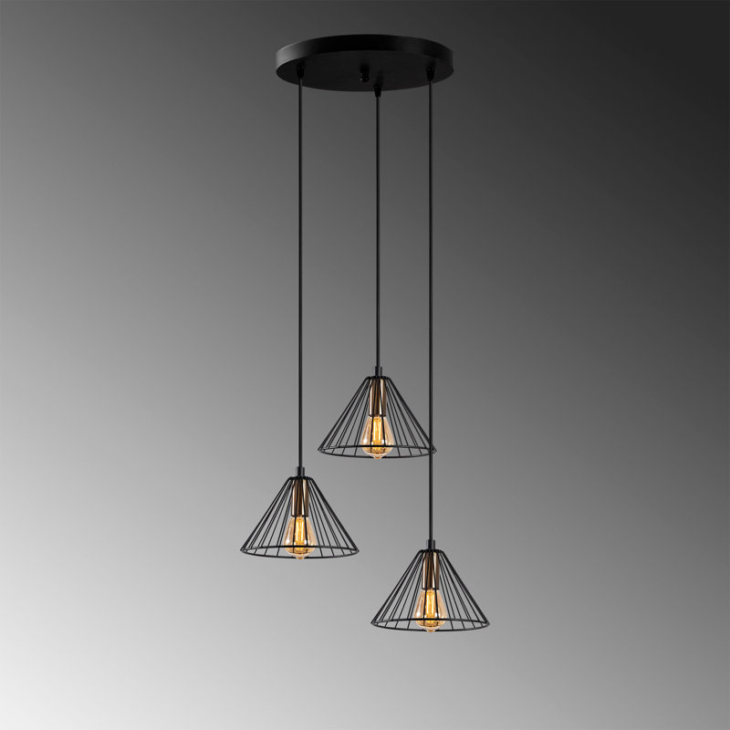 Luminaire suspendu conique à 3 lumières Hulsey