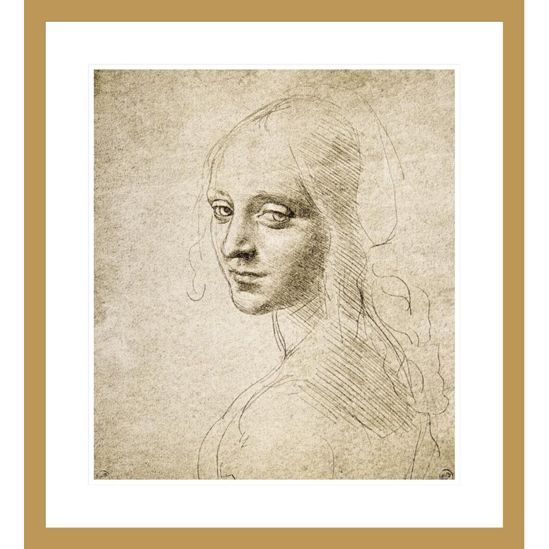 «Study for the Head of a Girl» par Leonardo Da Vinci, impression giclée encadrée, H 25,8 po x l 23,5 po