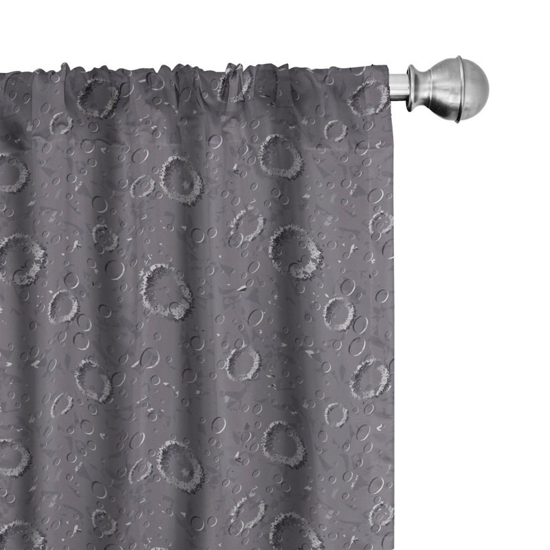 Latitude Run® Space 4-Panel Curtains, Asteroid Surface Crater Dimgrey, 56" W x 63" L