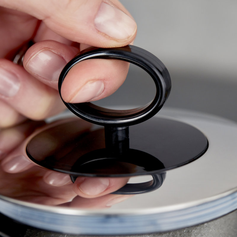 Tower Solitaire Canisters, Mirror Finished Steel Lid with Round Loop, Airtight, Black