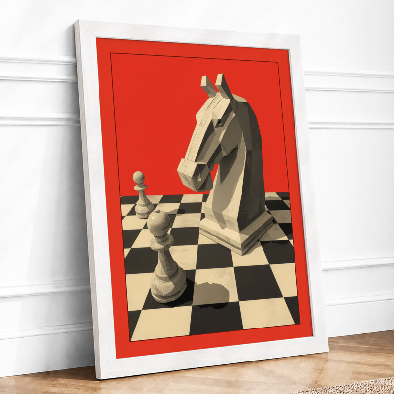 Knight's Gambit Geometric - Framed Print, A1 - 84.1 x 59.4 cm, White