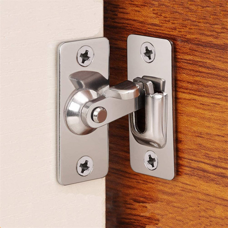 Door Hasp Latch Rustproof Corrosion Resistant Easy Assembly Mini Size 90-Degree Door Latch Sliding Door Lock Latch