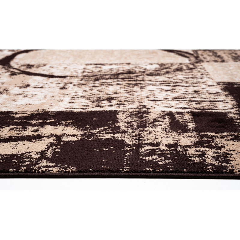 Abstract Area Rug, Brown, Rectangle 160 x 230 cm