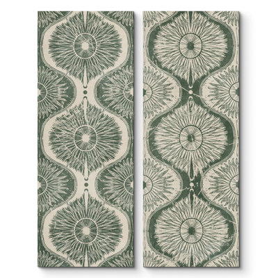 «Geometric Green Plant Polygon Abstract Shapes Illustration Modern Art Decor Bohemian on Canvas», reproduction de 2 pièces