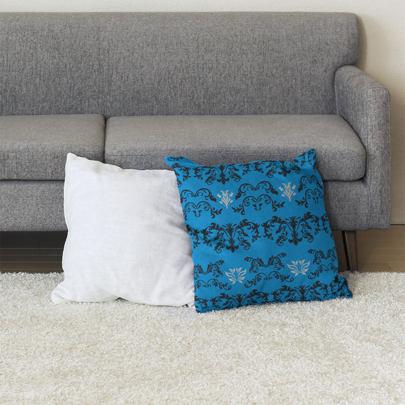 Housse et insert de coussin carré Carolina Football Baroque, Noir / bleu Carolina / argent, 28 po x 28 po