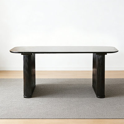 Modern Black Rectangular Solid Wood Dining Table