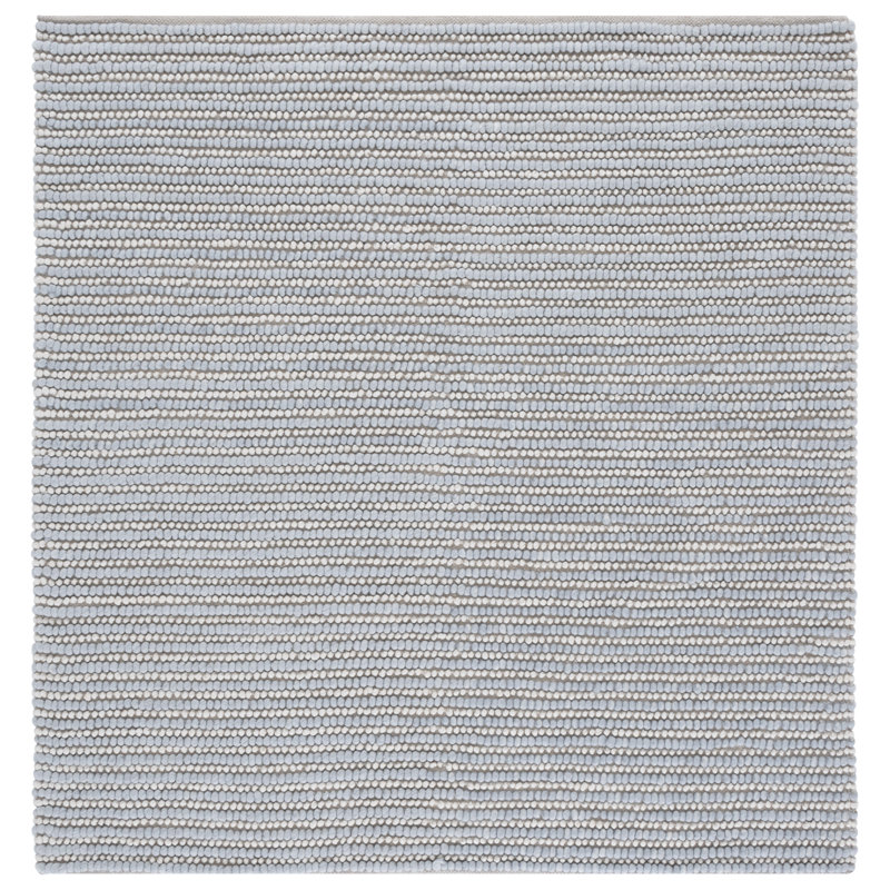 Natura 287 Flatweave Wool/Cotton No Pattern Rug in Light Blue/Ivory, Square 6'
