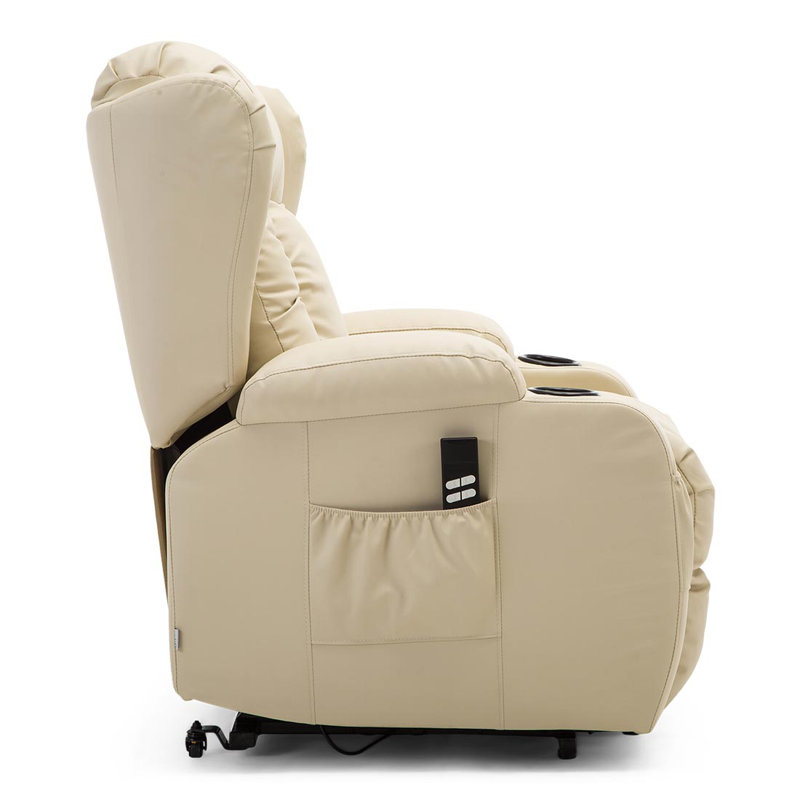 86cm Wide Lift Assist Zero Gravity Recliner with Massager, Cream, Dual Motor Lift Assist