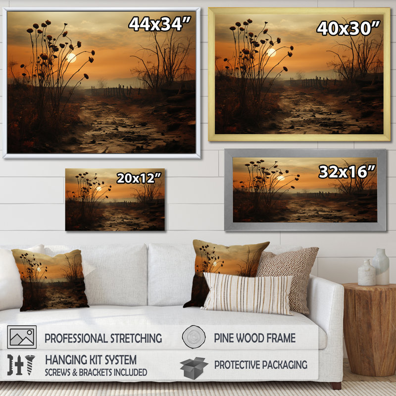 Mums Field avec coucher de soleil, Cadre simple noir, H 12 po x l 20 po x P 1 po