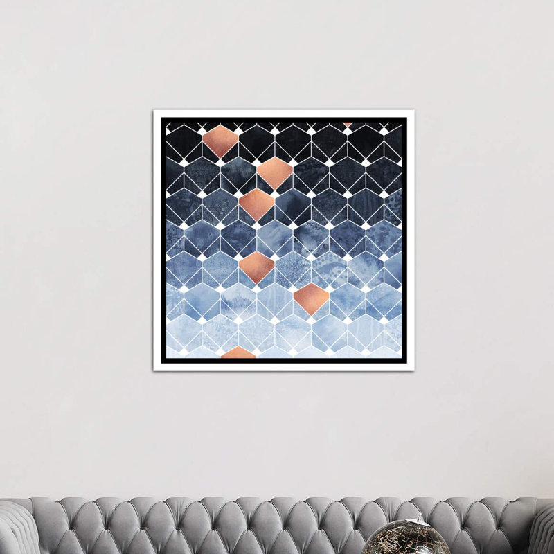 «Copper Diamonds» par Elisabeth Fredriksson - impression d'art graphique, H 37 po x l 37 po x P 1,5 po