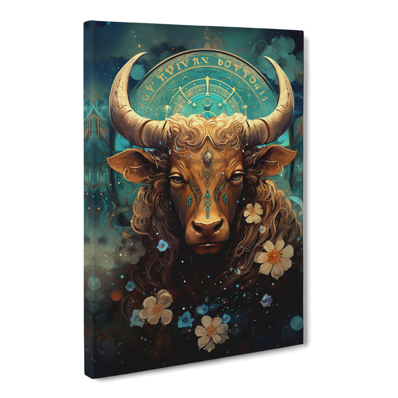 Taurus Zodiac Tachisme No.2 - Wrapped Canvas, 60cm H x 40cm W x 3cm D
