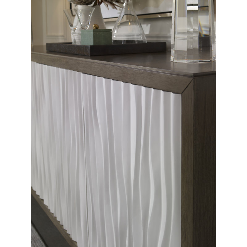 Russo 84'' W Solid Wood Sideboard, Greige/White/Gray