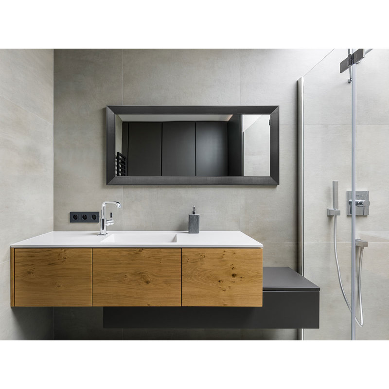 Han Plastic Flat Leaning Mirror, 182 cm H x 72 cm W, Black