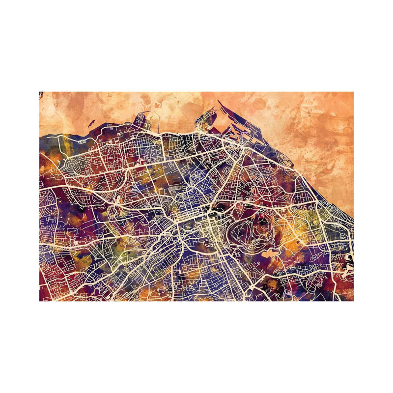 Edinburgh Street Map I by Michael Tompsett - Wrapped Canvas Gallery-Wrapped Canvas Giclée
