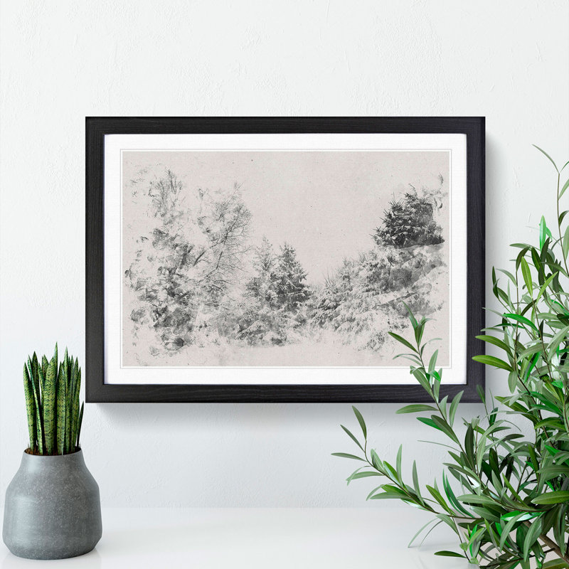 Winter Forest Vol.1 Watercolour - Picture Frame Graphic Art, 27cm H x 36cm W x 2cm D, Black
