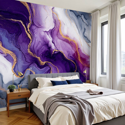 3D Peel and Stick Wallpaper amethyst color marble purple texture Wall Murals 100"H x 144"W Removable PVC Wall Paper Self-Adhesive Wall Decor for Bedroom Living Room Home Office